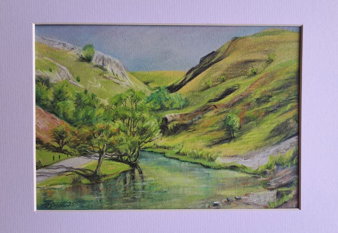 Dovedale, mounted, pastel