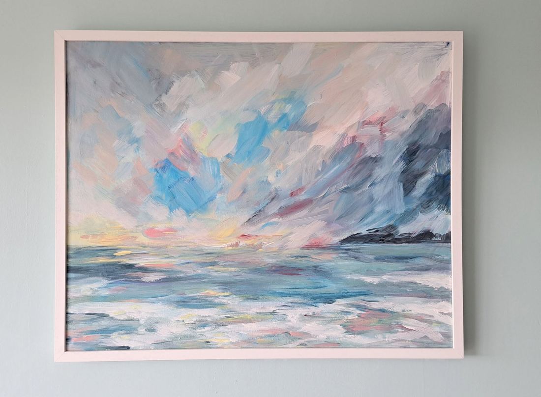 Seascape, framed, acrylic